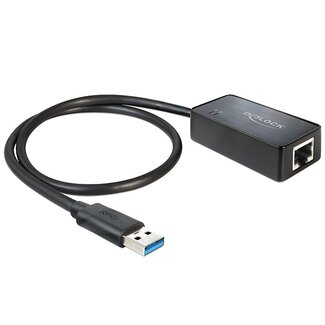 DeLOCK Premium USB-A naar RJ45 Gigabit Ethernet LAN adapter - USB3.0 - CAT6 / zwart - 0,50 meter