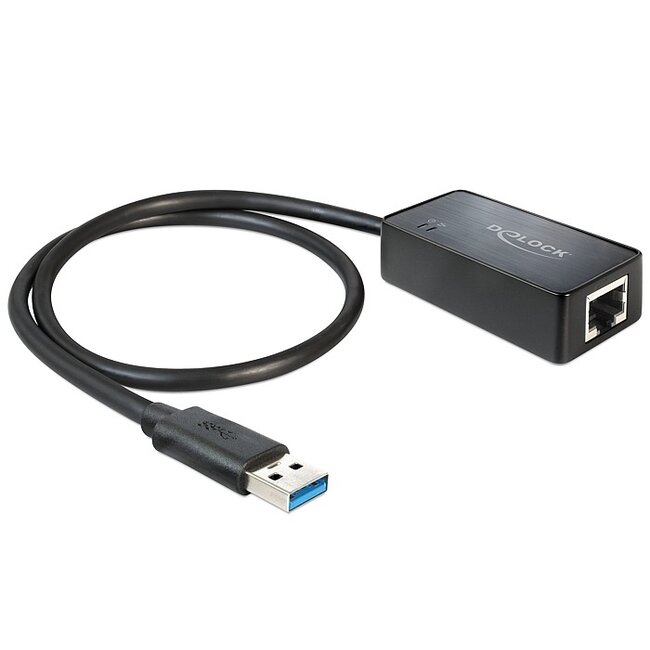 Premium USB-A naar RJ45 Gigabit Ethernet LAN adapter - USB3.0 - CAT6 / zwart - 0,50 meter