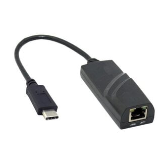 Dolphix USB-C naar RJ45 Gigabit Ethernet LAN adapter - USB3.0 - CAT6 / zwart - 0,15 meter