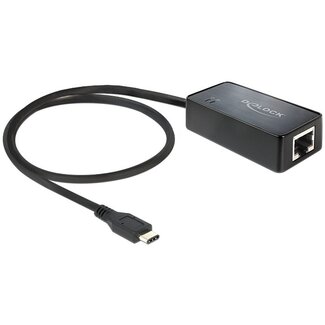 DeLOCK DeLOCK USB-C naar RJ45 Gigabit Ethernet LAN adapter - USB3.0 - CAT6 / zwart - 0,25 meter
