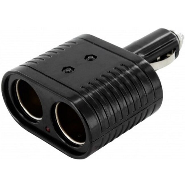 Mobiparts sigarettenaanstekerplug splitter met 2 12-24V poorten / zwart