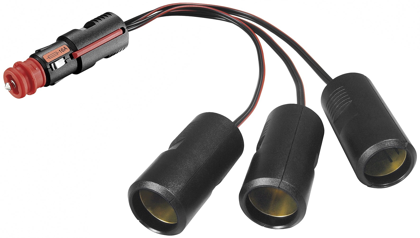 ProCar sigarettenaanstekerplug splitter met 3 12-24V poorten / zwart - 0,25 meter