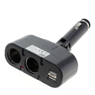 OTB Sigarettenaanstekerplug splitter met 2x 12-24V en 2x USB-A poort / zwart