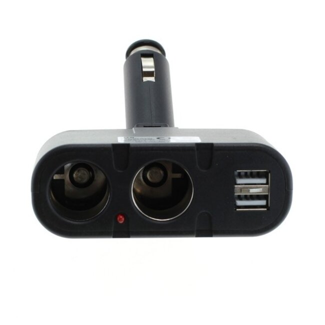 Sigarettenaanstekerplug splitter met 2x 12-24V en 2x USB-A poort / zwart