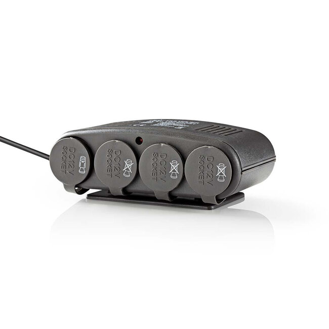 Nedis sigarettenaanstekerplug splitter met 4x 12V en 1x USB-A poort / zwart - 1 meter