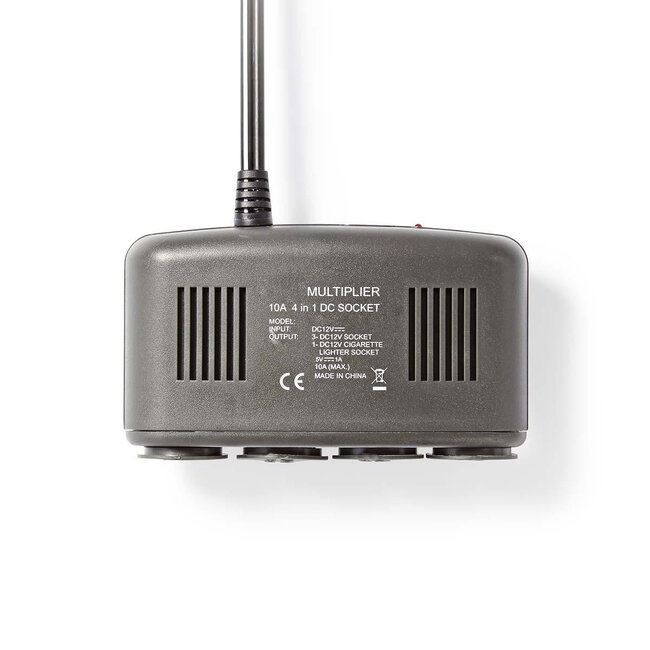 Nedis sigarettenaanstekerplug splitter met 4x 12V en 1x USB-A poort / zwart - 1 meter