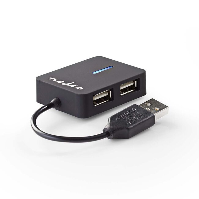 Nedis compacte USB hub met 4 poorten - USB2.0 - busgevoed / zwart - 0,10 meter