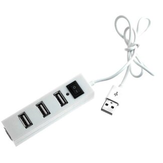 Coretek USB hub met 4 poorten en aan/uit schakelaar - USB2.0 - busgevoed / wit - 0,25 meter