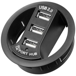 Goobay Goobay inbouw USB hub met 3 poorten - USB2.0 - busgevoed / zwart - 1,5 meter