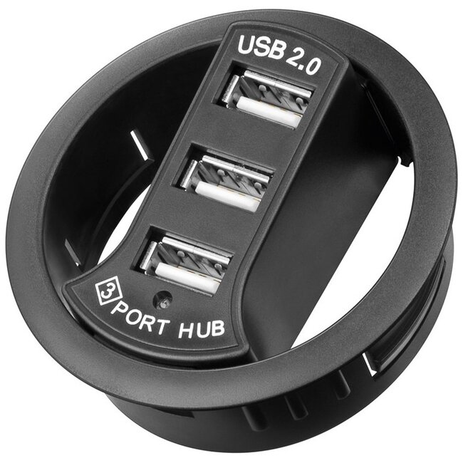 Goobay inbouw USB hub met 3 poorten - USB2.0 - busgevoed / zwart - 1,5 meter