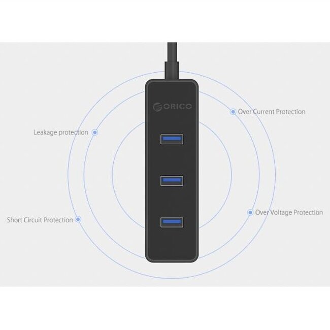 Orico USB hub met 4 poorten - USB3.0 - busgevoed / zwart - 0,30 meter