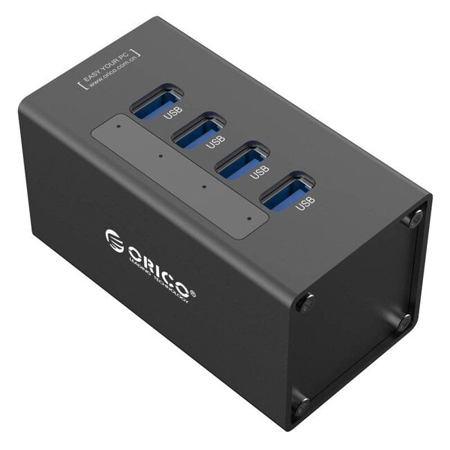 Orico USB hub met 4 poorten - USB3.0 - externe 12V voeding / zwart - 1 meter