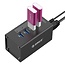 Orico USB hub met 4 poorten - USB3.0 - externe 12V voeding / zwart - 1 meter