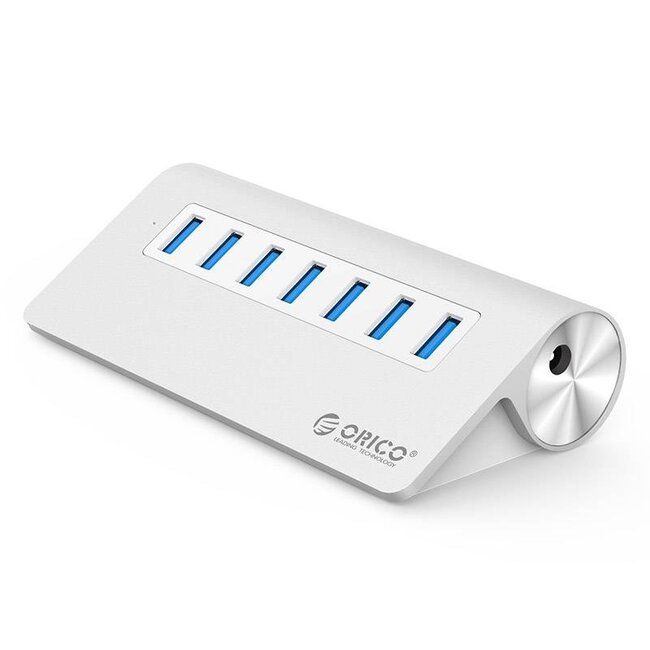 Orico desktop USB hub met 7 poorten - USB3.0 - externe 12V voeding / aluminium - 1 meter