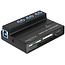 DeLOCK USB hub met 3 poorten en kaartlezer - USB3.0 - externe voeding / zwart