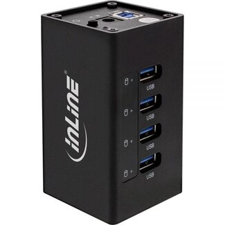 InLine InLine USB hub met 4 poorten - USB3.0 - externe 12V voeding / zwart - 1 meter