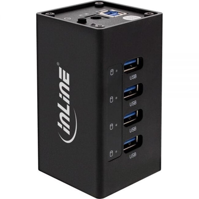 InLine USB hub met 4 poorten - USB3.0 - externe 12V voeding / zwart - 1 meter