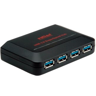 Roline Roline USB hub met 4 poorten - USB3.0 - externe voeding / zwart