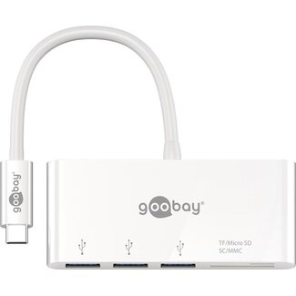 Goobay Goobay USB-C hub met 3 poorten en kaartlezer - busgevoed - USB3.0 / wit - 0,15 meter