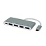 Roline USB-C hub met 4x USB-A en 1x USB-C PD poort - USB3.0 / aluminium - 0,10 meter