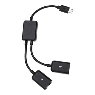 Dolphix USB Micro B hub met 2 USB-A poorten - busgevoed - USB2.0 / zwart - 0,15 meter