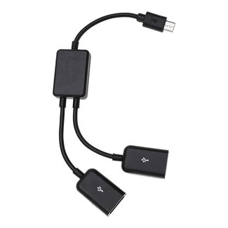 Universal USB Micro B hub met 2 USB-A poorten - busgevoed - USB2.0 / zwart - 0,15 meter