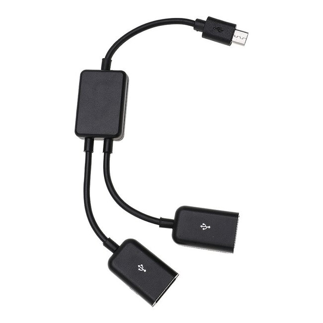 USB Micro B hub met 2 USB-A poorten - busgevoed - USB2.0 / zwart - 0,15 meter