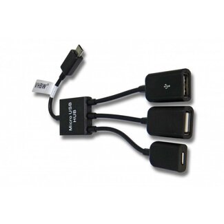 Coretek USB Micro B hub met 2 USB-A + 1 USB Micro B poorten - busgevoed - USB2.0 / zwart - 0,15 meter