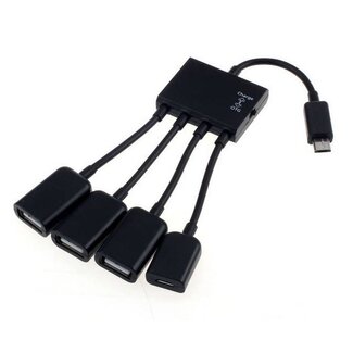 Coretek USB Micro B hub met 3 USB-A + 1 USB Micro B poorten - busgevoed - USB2.0 / zwart - 0,15 meter