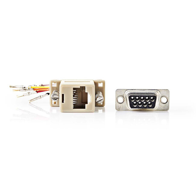 Seriële RS232 adapter 9-pins SUB-D (m) - RJ45 (v) / beige