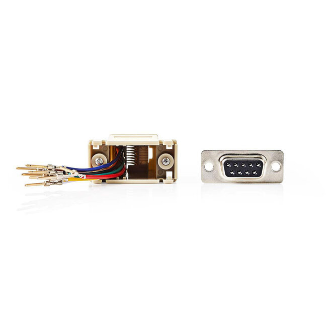 Seriële RS232 adapter 9-pins SUB-D (v) - RJ45 (v) / beige