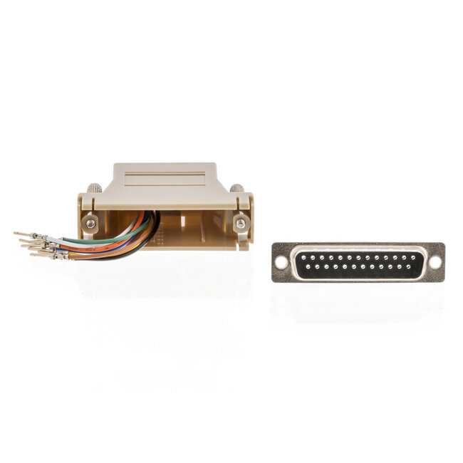 Seriële RS232 adapter 25-pins SUB-D (m) - RJ45 (v) / beige