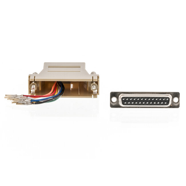 Seriële RS232 adapter 25-pins SUB-D (v) - RJ45 (v) / beige