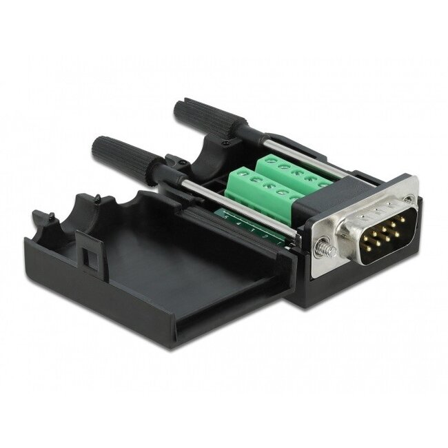 Seriële RS232 connector 9-pins SUB-D (m) met schroeven - 10-pins Terminal Block met behuizing / schroeven