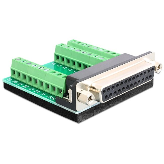 Seriële RS232 connector 25-pins SUB-D (v) - 27-pins Terminal Block / schroeven