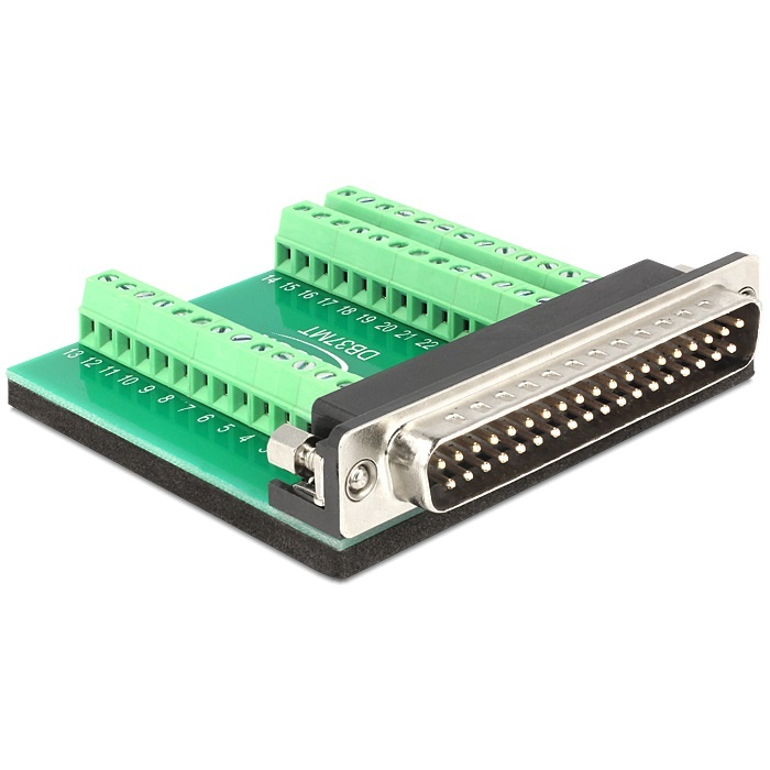 DeLOCK 65320. Aansluiting(en): Sub-D 37, Kleur van het product: Zwart, Groen, Zilver. Breedte: 69,3 mm, Diepte: 69,7 mm, Hoogte: 16,1 mm. Aantal per verpakking: 1 stuk(s)