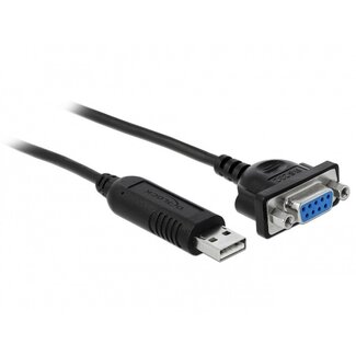 DeLOCK USB-A (m) naar 9-pins SUB-D met moeren (v) seriële RS232 adapter / FTDI chip - 1,8 meter