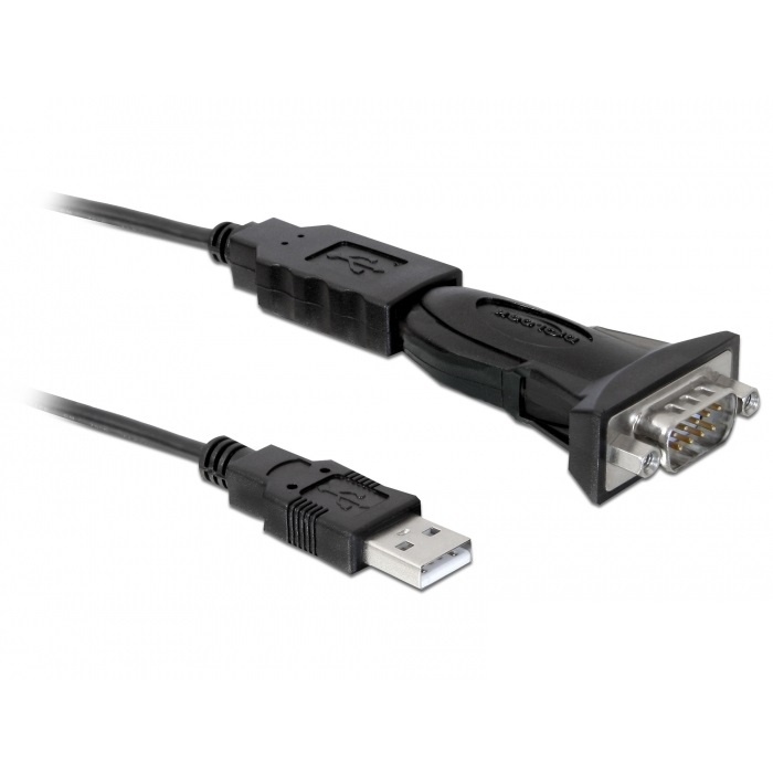 Delock USB-A (m) naar 9-pins SUB-D (m) Seriële RS232 Adapterkabel - FTDI - 0,8 meter - Zwart