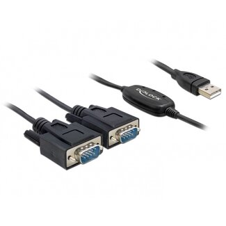 DeLOCK USB-A (m) naar 2x 9-pins SUB-D met schroeven (m) seriële RS232 adapter / FTDI chip - 1,4 meter