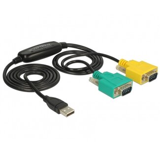 DeLOCK USB-A (m) naar 2x 9-pins SUB-D met schroeven (m) seriële RS232 adapter / FTDI chip - 1,5 meter