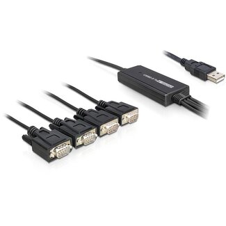 DeLOCK USB-A (m) naar 4x 9-pins SUB-D met schroeven (m) seriële RS232 adapter / FTDI chip - 1,4 meter