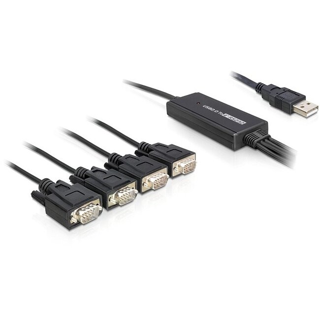 USB-A (m) naar 4x 9-pins SUB-D met schroeven (m) seriële RS232 adapter / FTDI chip - 1,4 meter