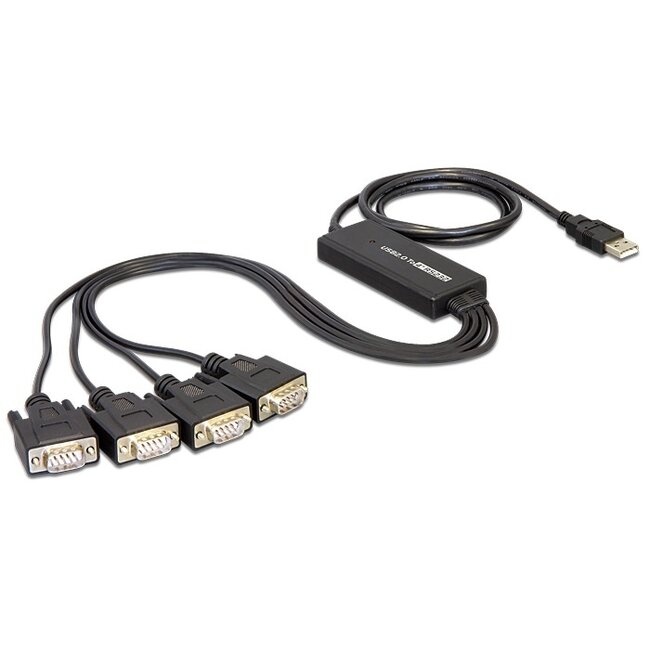 USB-A (m) naar 4x 9-pins SUB-D met schroeven (m) seriële RS232 adapter / FTDI chip - 1,4 meter