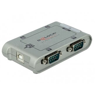 DeLOCK USB-A (m) naar 4x 9-pins SUB-D met moeren (m) seriële RS232 adapter / ASIX chip