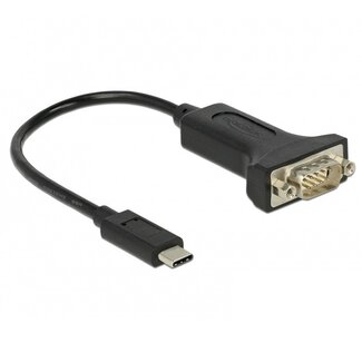 DeLOCK USB-C (m) naar 9-pins SUB-D met moeren (m) seriële RS232 adapter / FTDI chip - 0,25 meter