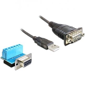 DeLOCK USB-A (m) naar 9-pins SUB-D met moeren (m) seriële RS422/RS485 adapter / FTDI chip / incl. terminal block - 0,80 meter