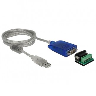 DeLOCK USB-A (m) naar 9-pins SUB-D met moeren (m) seriële RS422/RS485 adapter / FTDI chip / incl. terminal block / ESD protectie / overspanningsbeveiliging - 1,5 meter