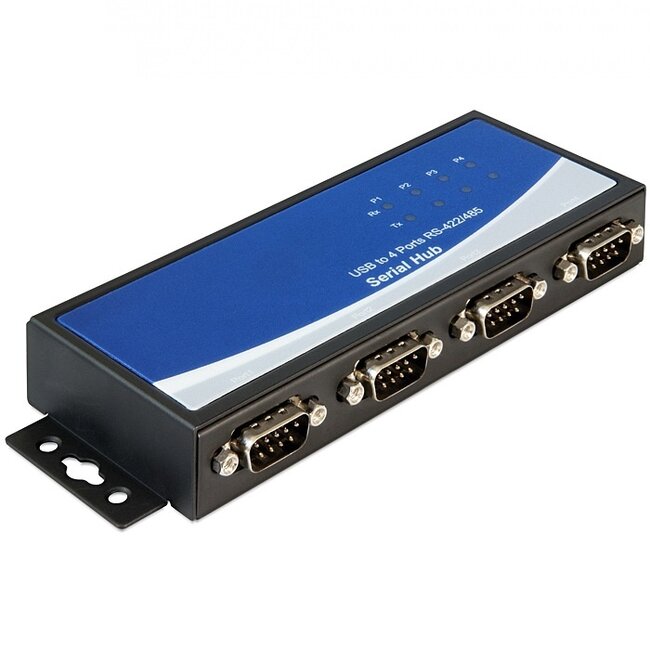 USB-A (m) naar 4x 9-pins SUB-D met moeren (m) seriële RS422/RS485 adapter / FTDI/Sipex chip / met dip switch / ESD protectie