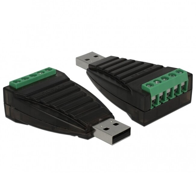 USB-A (m) naar 5-pins terminal block (v) seriële RS422/RS485 adapter / FTDI chip / ESD protectie / overspanningsbeveiliging