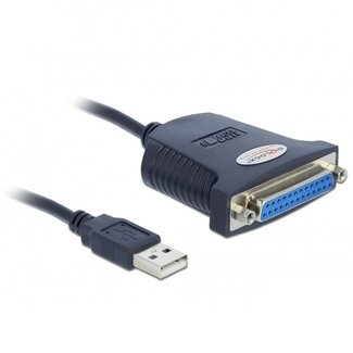 DeLOCK USB-A (m) naar 25-pins SUB-D met moeren (v) IEEE1284 parallelle printerkabel - 0,80 meter